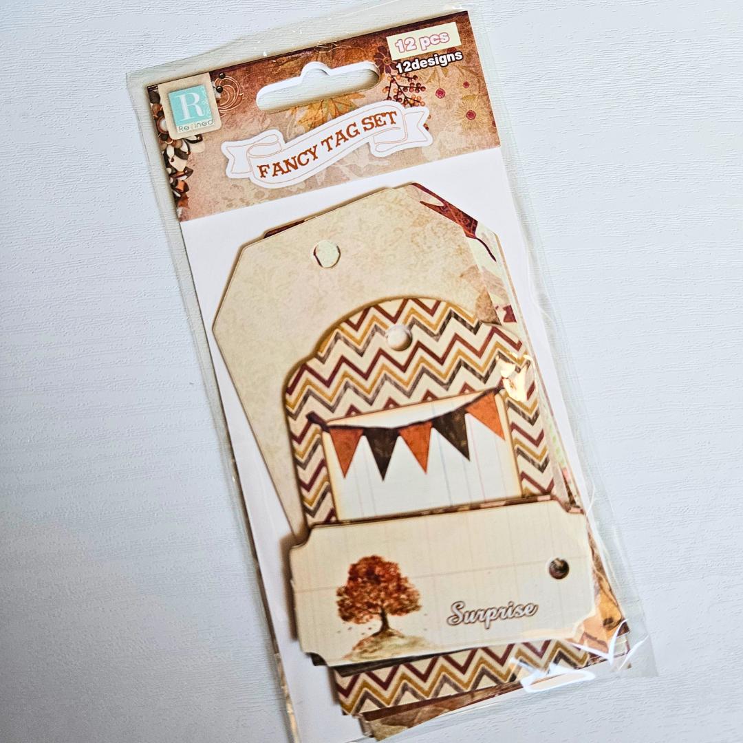 Fancy Tag Set Embellishments (12 piece)-Autumn-Rachel The Turtle Journal