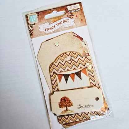 Fancy Tag Set Embellishments (12 piece)-Autumn-Rachel The Turtle Journal