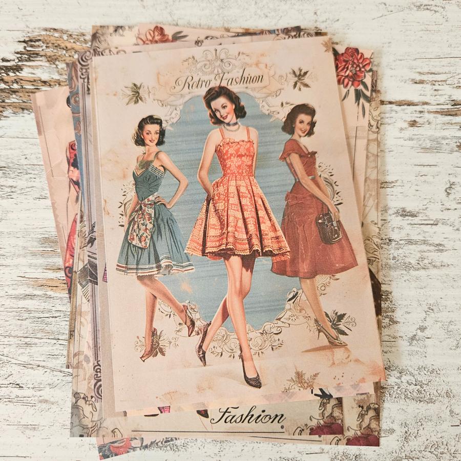 A6 Retro 1950s Fashion Ephemera Paper Pieces (16 piece)-A6 Retro 1950s Fashion Ephemera Paper Pieces (16 piece) - The Turtle Journal Paper Crafting Stationery-Rachel The Turtle Journal