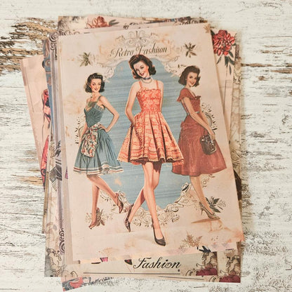A6 Retro 1950s Fashion Ephemera Paper Pieces (16 piece)-A6 Retro 1950s Fashion Ephemera Paper Pieces (16 piece) - The Turtle Journal Paper Crafting Stationery-Rachel The Turtle Journal