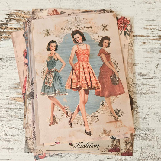 A6 Retro 1950s Fashion Ephemera Paper Pieces (16 piece)-A6 Retro 1950s Fashion Ephemera Paper Pieces (16 piece) - The Turtle Journal Paper Crafting Stationery-Rachel The Turtle Journal