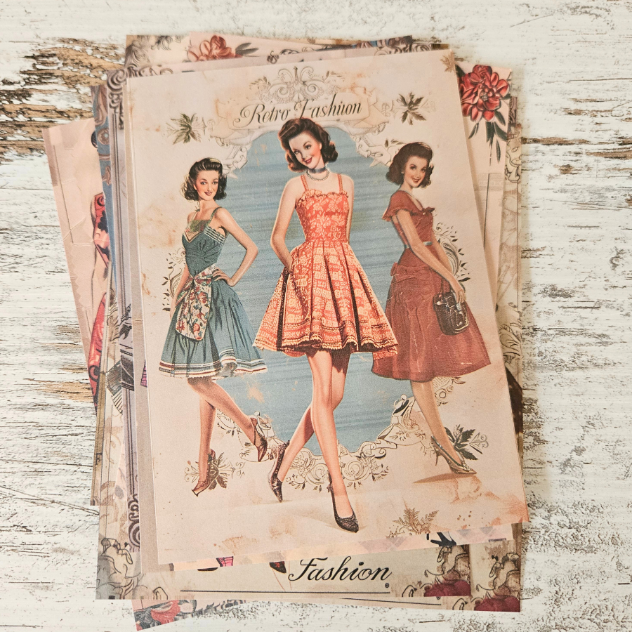 A6 Retro 1950s Fashion Ephemera Paper Pieces (16 piece)