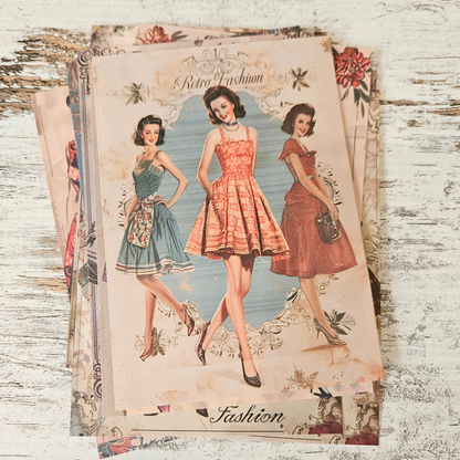 A6 Retro 1950s Fashion Ephemera Paper Pieces (16 piece)