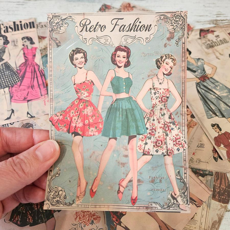 A6 Retro 1950s Fashion Ephemera Paper Pieces (16 piece)-A6 Retro 1950s Fashion Ephemera Paper Pieces (16 piece) - The Turtle Journal Paper Crafting Stationery-Rachel The Turtle Journal