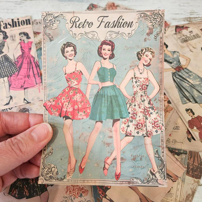 A6 Retro 1950s Fashion Ephemera Paper Pieces (16 piece)-A6 Retro 1950s Fashion Ephemera Paper Pieces (16 piece) - The Turtle Journal Paper Crafting Stationery-Rachel The Turtle Journal