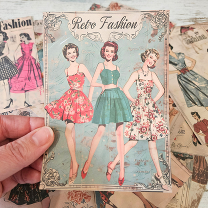 A6 Retro 1950s Fashion Ephemera Paper Pieces (16 piece)