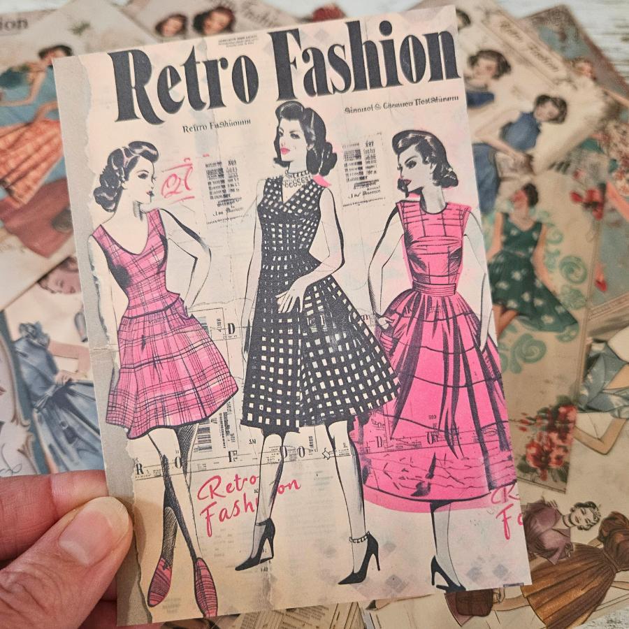 A6 Retro 1950s Fashion Ephemera Paper Pieces (16 piece)-A6 Retro 1950s Fashion Ephemera Paper Pieces (16 piece) - The Turtle Journal Paper Crafting Stationery-Rachel The Turtle Journal