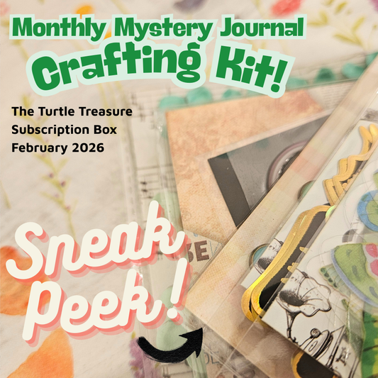Turtle Treasure Box Subscription Kit-Papers Stickers Subscription Kit Box Monthly Craft Mystery Australia Paper Crafters-Rachel The Turtle Journal