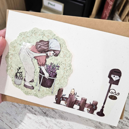 The Turtle Journal - Farm Girl PET Sticker Tape Roll - Wheelbarrow Farming Baby Animals Little Girl Countryside Warm Browns Greens Outdoor Outback Washi Tape Australian Adelaide Ducks Lambs Flowers