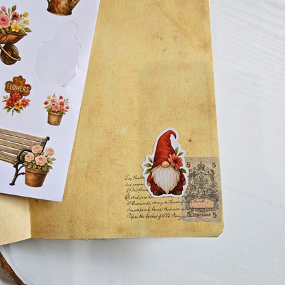 Floral Bathing Matte Sticker Set (2 sheets) - The Turtle Journal-Floral Bathing Matte Sticker Set (2 sheets) - The Turtle Journal Garden Nature Gnome Journaling-Rachel The Turtle Journal