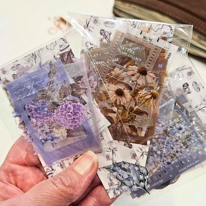 Floral Framed Sticker Set (10 piece)-Floral Framed Sticker Set (10 piece) Australian Journaling Supplies Adelaide Stickers Planner Journaling PET Durable Floral Flowers Vintage Purple Brown Pink Blue Grey-Rachel The Turtle Journal