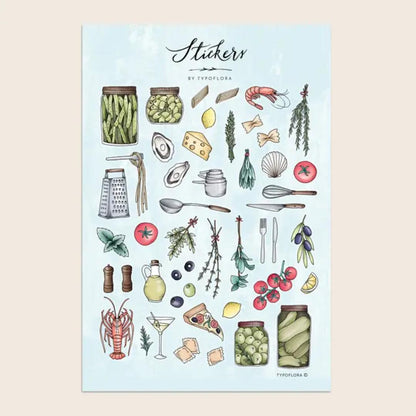 Foodie Sticker Set - Typoflora (1 sheet)-Rachel The Turtle Journal