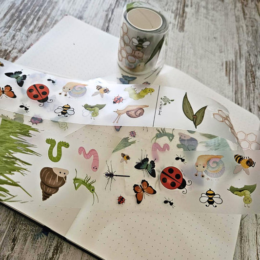 Garden Friends PET Matte Kiss Cut Sticker Roll 5m - The Turtle Journal-Rachel The Turtle Journal