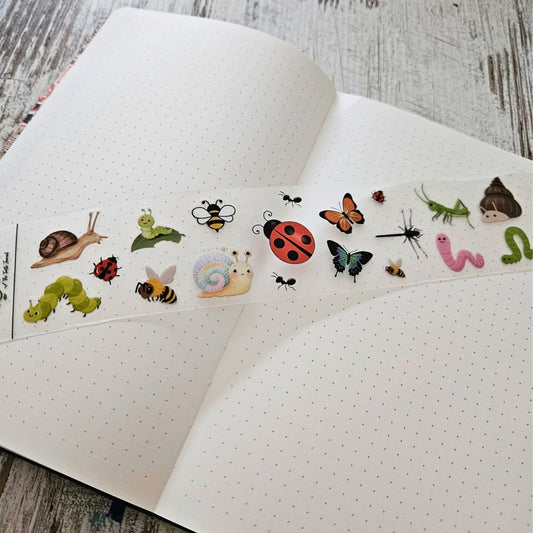 Garden Friends PET Matte Kiss Cut Sticker Roll 5m - The Turtle Journal-Rachel The Turtle Journal