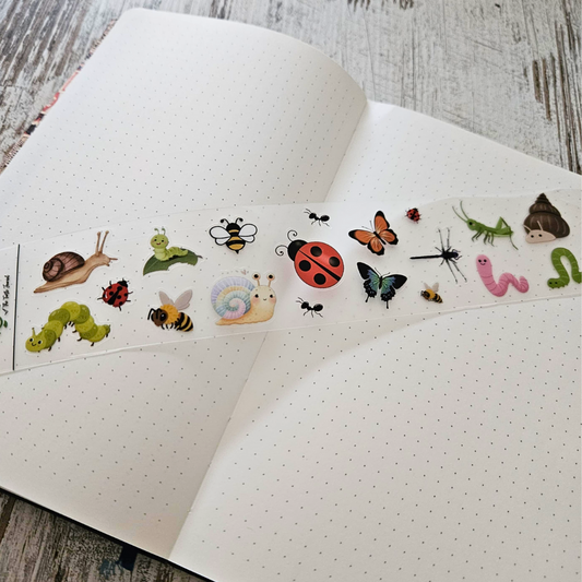Garden Friends PET Matte Kiss Cut Sticker Roll 5m - The Turtle Journal