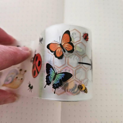 Garden Friends PET Matte Kiss Cut Sticker Roll 5m - The Turtle Journal-Rachel The Turtle Journal