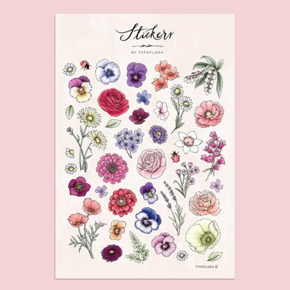 Garden Party Sticker Set - Typoflora (1 sheet)-Rachel The Turtle Journal