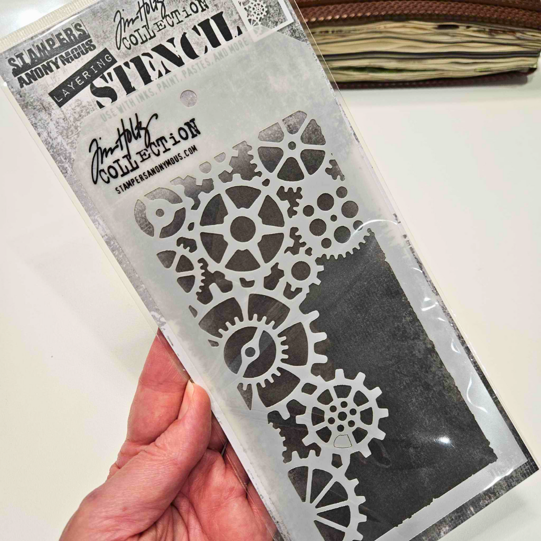 Stencils Layering - Tim Holtz Stampers Anonymous Ranger-Gears-Stencils Layering - Tim Holtz Stampers Anonymous Ranger - Aussie Paper Crafting - The Turtle Journal-Rachel The Turtle Journal