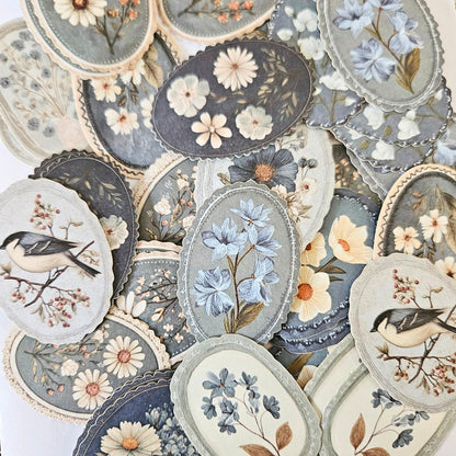 Vintage Bloom Cameo Sticker Sets (40 piece)
