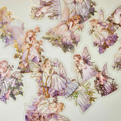 Fairy Garden Journaling Paper Crafting Whimsical Vintage Collection PET Stickers Fairy Glitter Stickers Scrapbooking