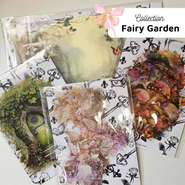 Fairy Garden Journaling Paper Crafting Whimsical Vintage Collection PET Stickers Fairy Door Garden Mushrooms Papers Patterned A5 Bundle Glitter Stickers Scrapbooking Papers
