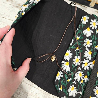A4 Embroidered Fabric Journal Notebook Cover (1 piece)-A4 Embroidered Fabric Journal Notebook Cover (1 piece) - The Turtle Journal Paper Crafting Stationery-Rachel The Turtle Journal