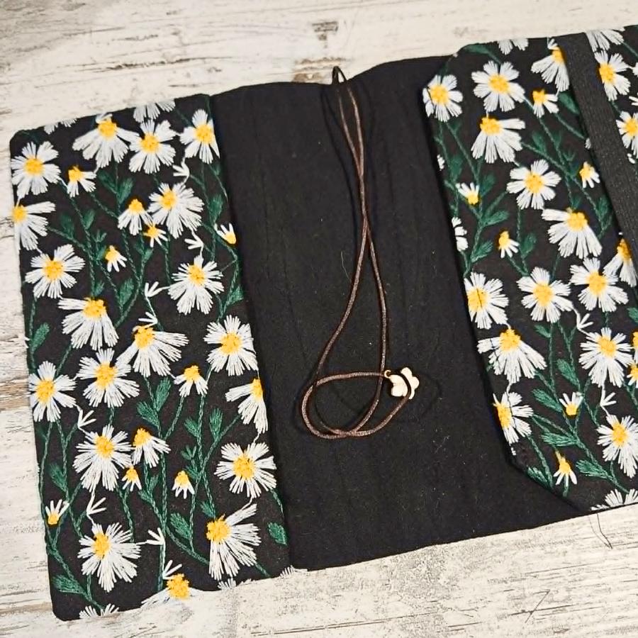 A4 Embroidered Fabric Journal Notebook Cover (1 piece)-A4 Embroidered Fabric Journal Notebook Cover (1 piece) - The Turtle Journal Paper Crafting Stationery-Rachel The Turtle Journal