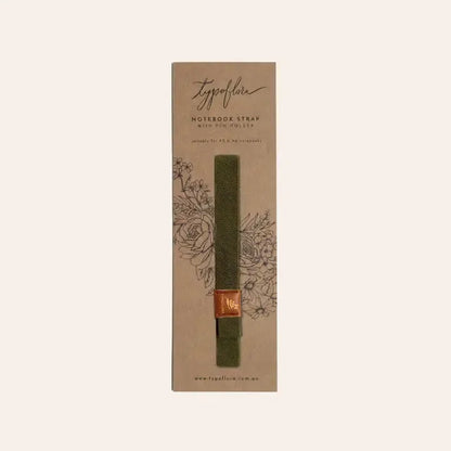Notebook Strap With Pen Holder (1 piece) Typoflora-Olive-Rachel The Turtle Journal