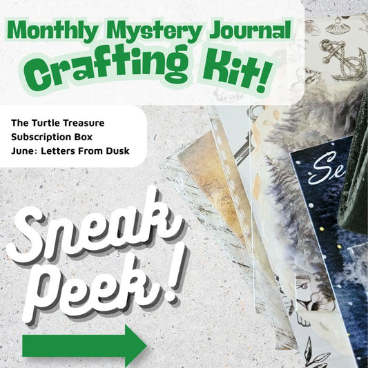 Turtle Treasure Box Subscription Kit-Papers Stickers Subscription Kit Box Monthly Craft Mystery Australia Paper Crafters-Rachel The Turtle Journal