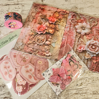 A5 Petaled Pearls Patterned Paper Pack (8 sheets)-A5 Petaled Pearls Patterned Paper Pack (8 sheets) - The Turtle Journal Vintage Inspired Journaling-Rachel The Turtle Journal
