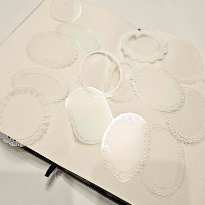 Transparent Lace Frame Stickers - 15 piece-Antique White PET Stickers Scrapbooking Bullet Journal Australian-Rachel The Turtle Journal