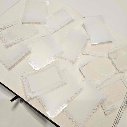 Transparent Lace Frame Stickers - 15 piece-Antique White PET Stickers Scrapbooking Bullet Journal Australian-Rachel The Turtle Journal