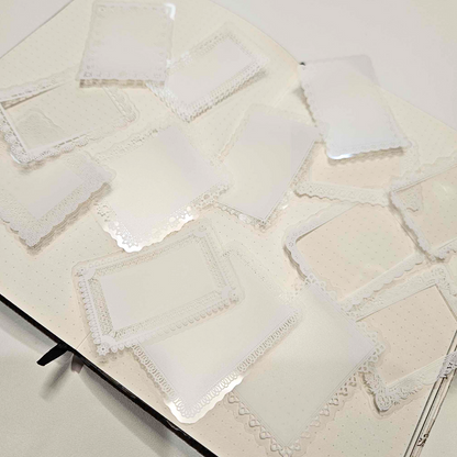 Transparent Lace Frame Stickers - 15 piece-Antique White PET Stickers Scrapbooking Bullet Journal Australian-Rachel The Turtle Journal