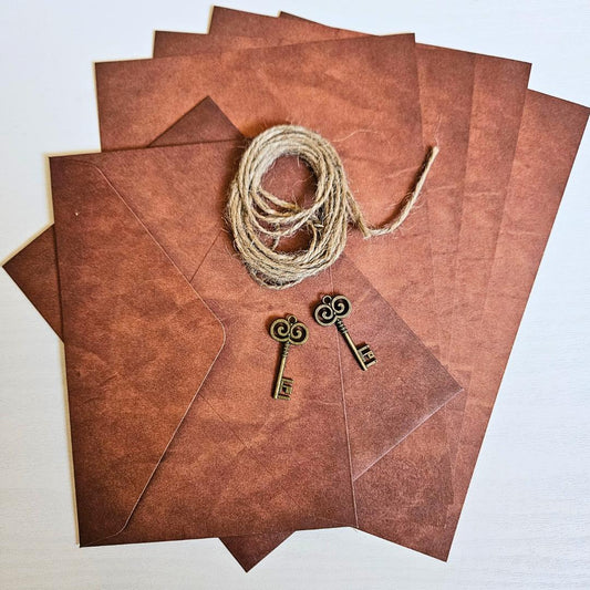 Leather Look Paper Envelope Set (9pc)