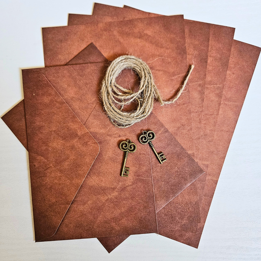Leather Look Paper Envelope Set (9pc)