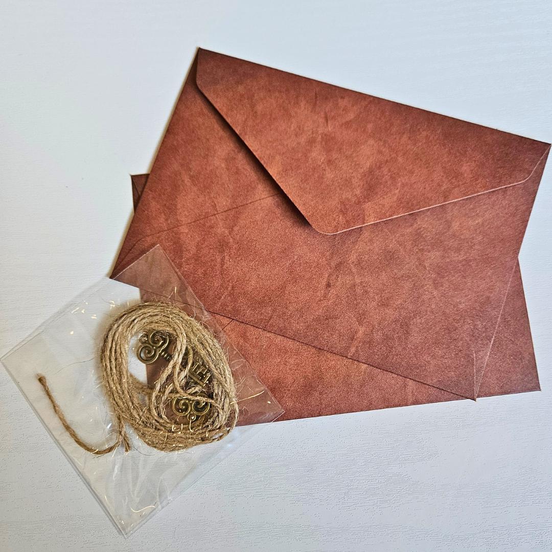 Leather Look Paper Envelope Set (9pc)-Rachel The Turtle Journal