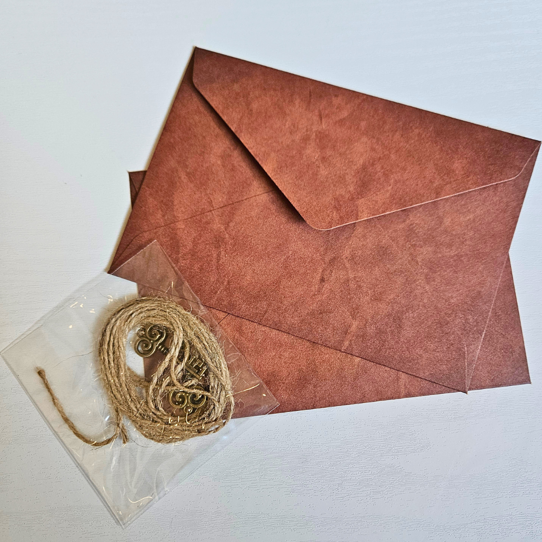 Leather Look Paper Envelope Set (9pc)