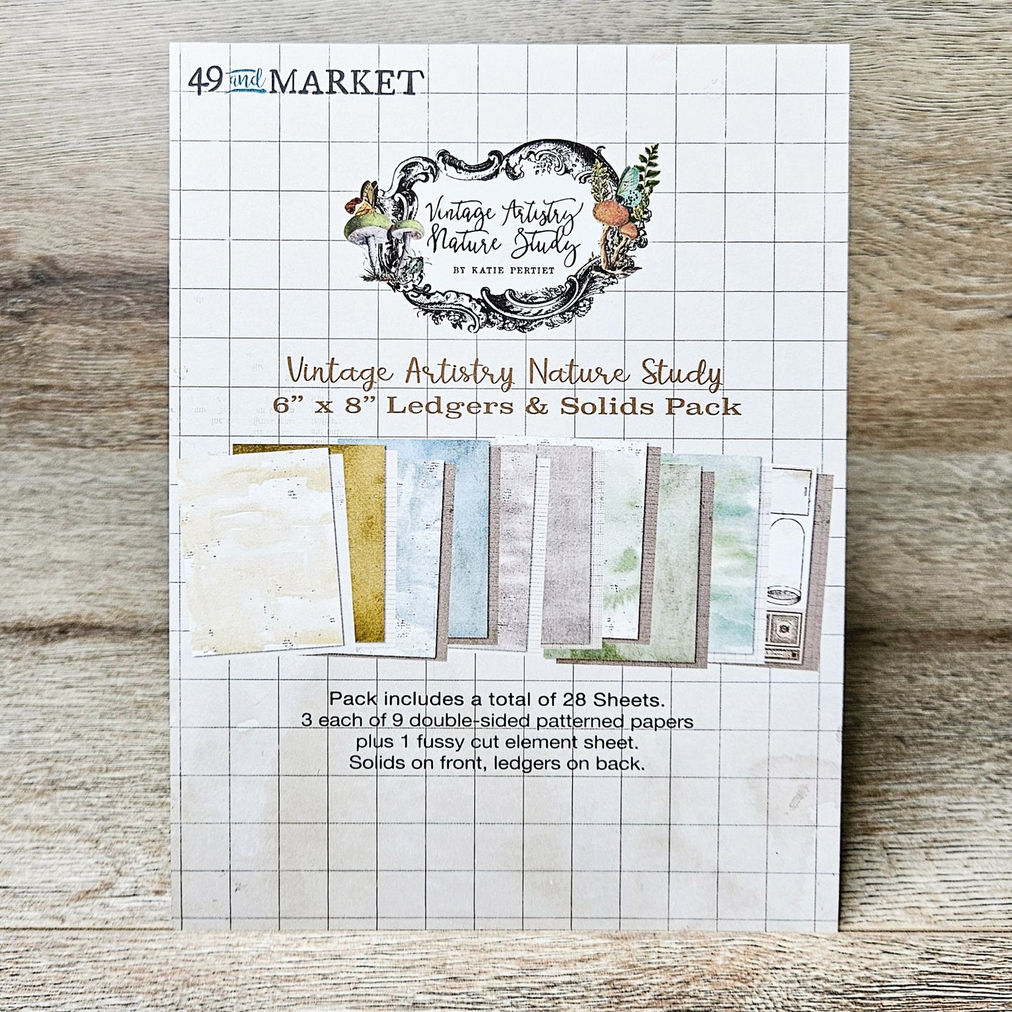 A5 Nature Study Ledgers & Solids Patterned Paper Pack - 49 and Market - Rachel The Turtle Journal -  - Australian Junk Journaling Scrapbooking Supplies