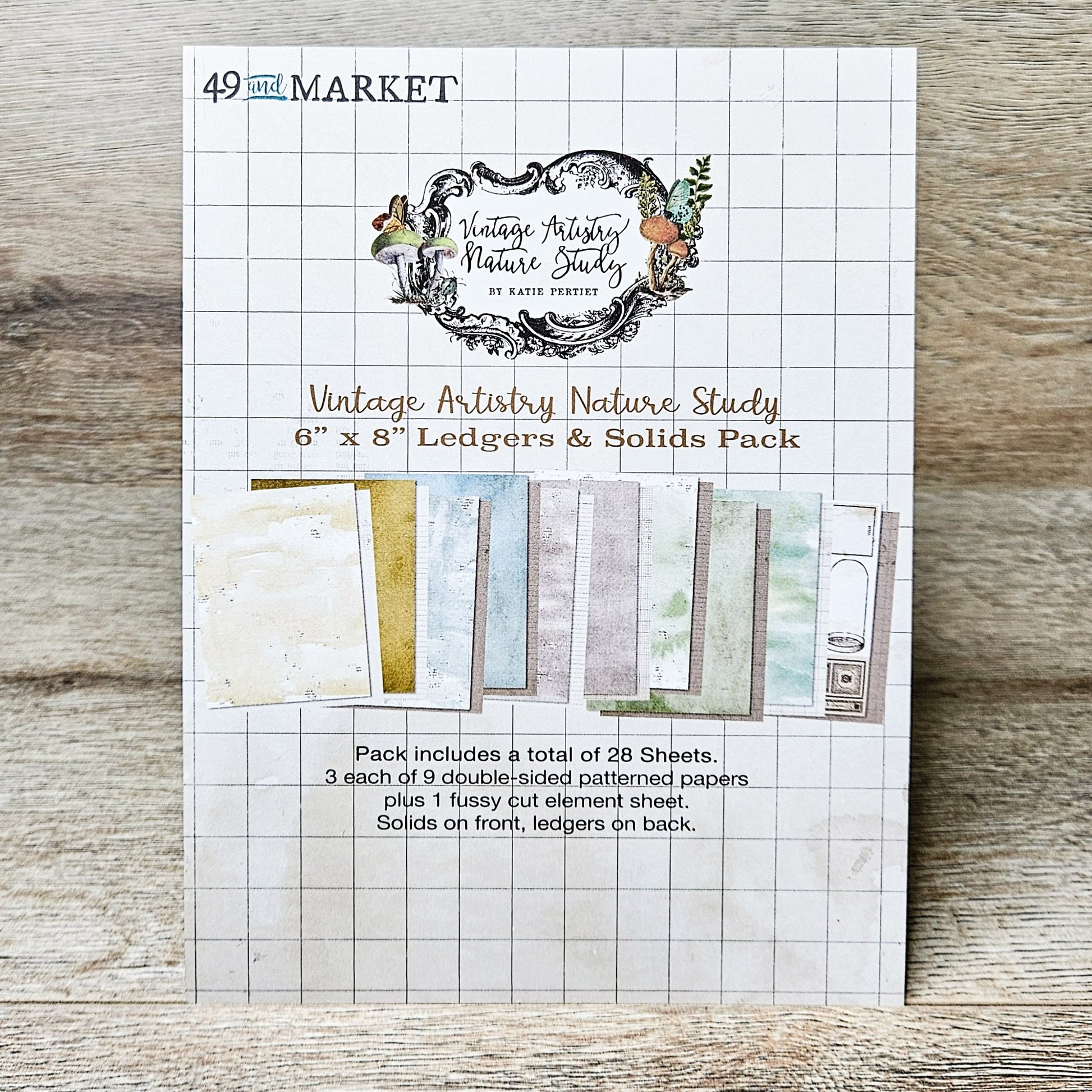 A5 Nature Study Ledgers & Solids Patterned Paper Pack - 49 and Market - Rachel The Turtle Journal -  - Australian Junk Journaling Scrapbooking Supplies