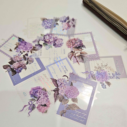 Floral Framed Sticker Set (10 piece)-Floral Framed Sticker Set (10 piece) Australian Journaling Supplies Adelaide Stickers Planner Journaling PET Durable Floral Flowers Vintage Purple Brown Pink Blue Grey-Rachel The Turtle Journal