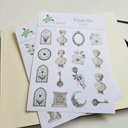 Marble Era Matte Sticker Set (2 sheets) - The Turtle Journal-Marble Era Matte Sticker Set (2 sheets) - The Turtle Journal -Rachel The Turtle Journal