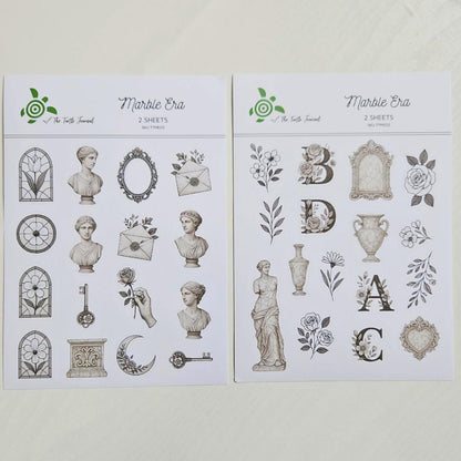 Marble Era Matte Sticker Set (2 sheets) - The Turtle Journal-Marble Era Matte Sticker Set (2 sheets) - The Turtle Journal -Rachel The Turtle Journal