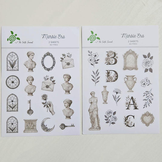 Marble Era Matte Sticker Set (2 sheets) - The Turtle Journal-Marble Era Matte Sticker Set (2 sheets) - The Turtle Journal -Rachel The Turtle Journal