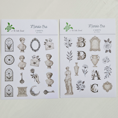 Marble Era Matte Sticker Set (2 sheets) - The Turtle Journal-Marble Era Matte Sticker Set (2 sheets) - The Turtle Journal -Rachel The Turtle Journal