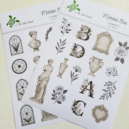 Marble Era Matte Sticker Set (2 sheets) - The Turtle Journal-Marble Era Matte Sticker Set (2 sheets) - The Turtle Journal -Rachel The Turtle Journal