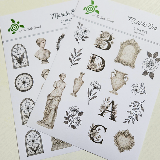 Marble Era Matte Sticker Set (2 sheets) - The Turtle Journal-Marble Era Matte Sticker Set (2 sheets) - The Turtle Journal -Rachel The Turtle Journal