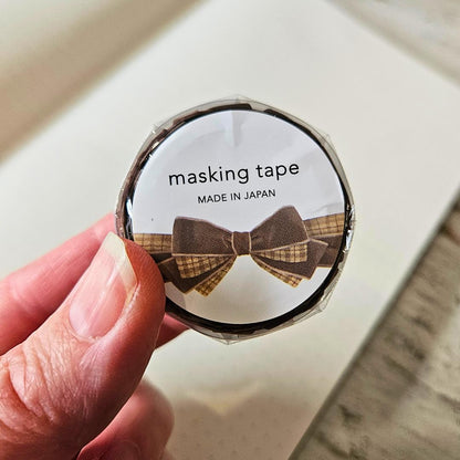Bows Washi Tape (5m roll) - Mind Wave From Japan-Brown Plaid-Bows Washi Tape (5m roll) - Mind Wave From Japan - The Turtle Journal Japanese Stationery-Rachel The Turtle Journal