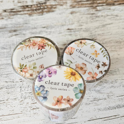 Clear Botanical Tape Lyric Series - Mind Wave From Japan [set of 3 rolls]-Clear Tape - Lyric Series (2m roll) - Mind Wave From Japan - The Turtle Journal Japanese Stationery-Rachel The Turtle Journal