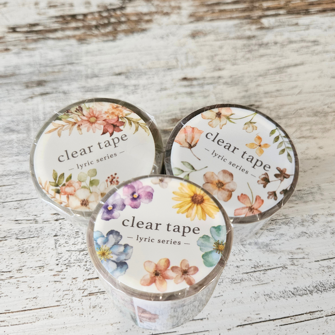 Clear Botanical Tape Lyric Series - Mind Wave From Japan [set of 3 rolls]