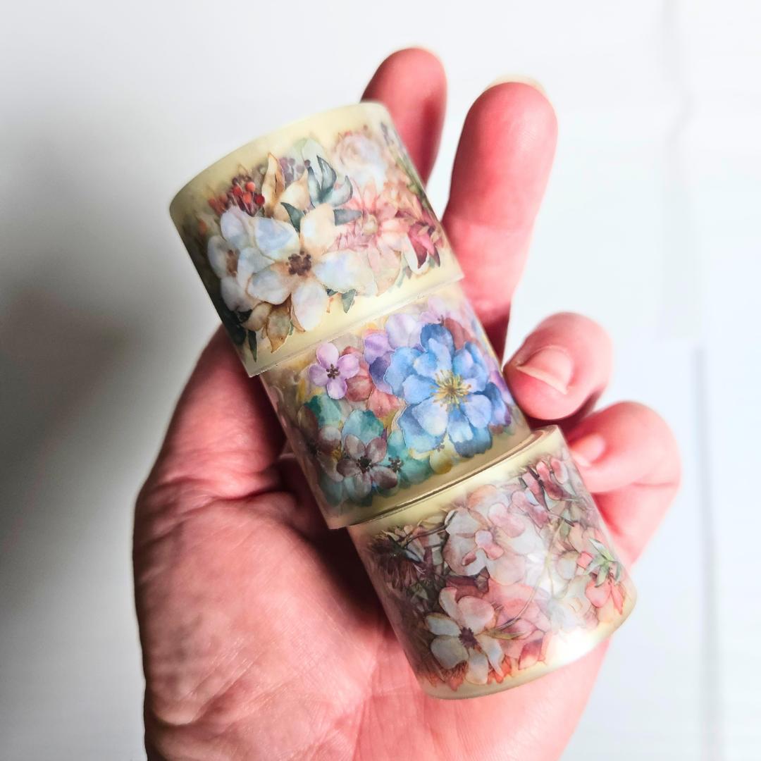 Clear Botanical Tape Lyric Series - Mind Wave From Japan [set of 3 rolls]-Clear Tape - Lyric Series (2m roll) - Mind Wave From Japan - The Turtle Journal Japanese Stationery-Rachel The Turtle Journal